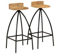 2x Solid Mango Wood Bar Chairs 40x40x82cm Kitchen Dining Room Stools vidaXL