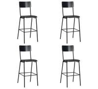 vidaXL Bar Chairs 4 pcs Black Solid Plywood Steel