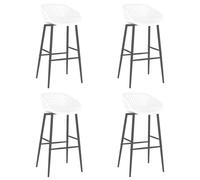 Bar Chairs Set 4 White & Black PP Metal 48 x 47.5 x 95.5 cm Counter Seat74.5cmH