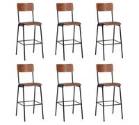 vidaXL Bar Chairs 6 pcs Solid Plywood Steel