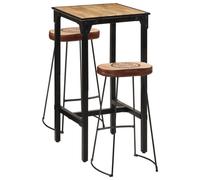vidaXL Bar Set 3 Piece Bar Table and Chairs Solid Rough Wood Mango and Metal