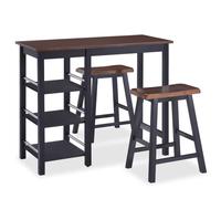 vidaXL Bar Set 3 Pieces MDF Black UK NEW