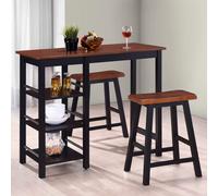 vidaXL Bar Set 3 Pieces MDF Black UK NEW