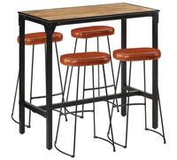 vidaXL Bar Set 5 Piece Bar Table and Chairs Solid Rough Wood Mango and Metal