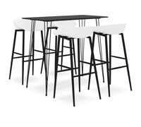 vidaXL Bar Set 5 Piece Black and White Dining Room Kitchen Table Chair Stool