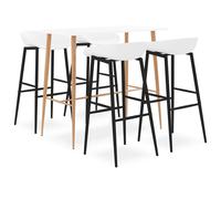 vidaXL Bar Set 5 Piece White Dining Room Kitchen Chair Stool Table Furniture