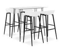 vidaXL Bar Set 5 Piece White Dining Room Kitchen Chair Stool Table Furniture