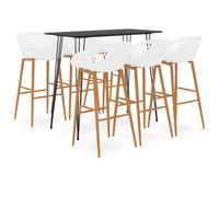 vidaXL Bar Set 7 Piece Black and White Kitchen Dining Room Chair Stool Table