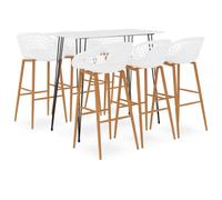 vidaXL Bar Set 7 Piece White Dining Room Kitchen Chair Stool Table Furniture