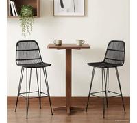 vidaXL Bar Stool 2 pcs Black 44 x 55 x 109 cm Rattan and Steel