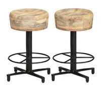 Vidaxl Bar Stools 2 Pcs 52 Cm Solid Mango Wood Bar Stools