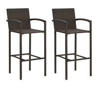 vidaXL Bar Stools 2 pcs Brown Poly Rattan