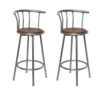 vidaXL 2x Bar Stools Brown Steel Designer Gas Lift Kitchen Breakfast Bar Chairs