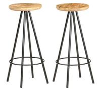 vidaXL Bar Stools 2 pcs Rough Mango Wood