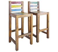 vidaXL 2x Solid Reclaimed Boat Wood Bar Stools 40x40x106cm Kitchen Chair Seat