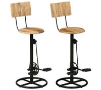 vidaXL 2x Solid Wood Mango Bar Stools Wooden Kitchen Bike Bar Chair Furniture