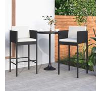 Vidaxl Bar Stools 2 Pcs With Cushions Black Poly Rattan