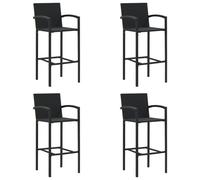 vidaXL Bar Stools 4 pcs Black Poly Rattan