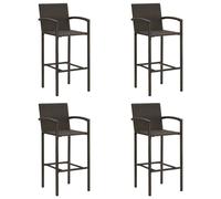 vidaXL 4x Bar Stools Brown Poly Rattan Kitchen Stool Armchairs Garden Chairs