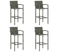 vidaXL 4x Bar Stools Grey Poly Rattan Kitchen Stool Armchairs Garden Chairs
