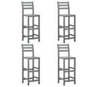 Vidaxl Bar Stools 4 Pcs Grey Solid Acacia Wood Bar Stools