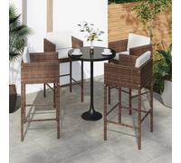 vidaXL Bar Stools 4 pcs with Cushions Brown Poly Rattan, Brown