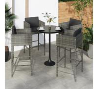 (4 pcs) vidaXL Bar Stools with Cushions Poly Rattan Garden Lounge Set Bar Height Chair