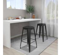 vidaXL 2x Bar Stools Stackable Black Metal Kitchen Chairs High Counter Seats