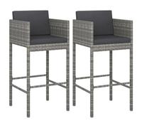 Vidaxl Bar Stools With Cushions 2 Pcs Grey Poly Rattan