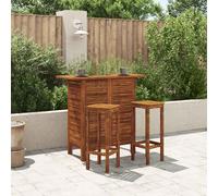 vidaXL Bar Table and Chair Set 3 Pieces Solid Acacia Wood, Brown