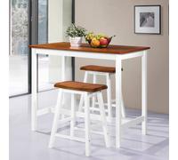 vidaXL Solid Wood Bar Table and Stool Set 3 Piece Kitchen Dining Furniture
