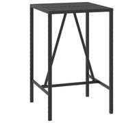 vidaXL Bar Table Bistro Table Dining Table with Glass Top Black Poly Rattan