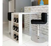 vidaXL Bar Table MDF with Wine Rack High Gloss White Breakfast Furniture Desk