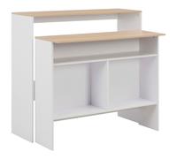 vidaXL Bar Table with 2 Table Tops White and Oak 130x40x120 cm NEW