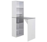 vidaXL Bar Table with Cabinet White 115x59x200 cm