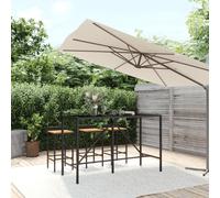 vidaXL Bar Table with Glass Top Black 180x70x110 cm Poly Rattan UK NEW
