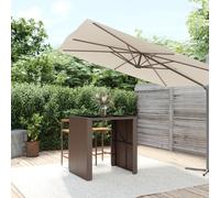 vidaXL Bar Table with Glass Top Brown 105x80x110 cm Poly Rattan UK HOT