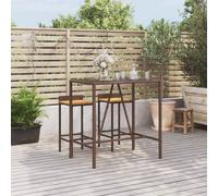 vidaXL Bar Table with Glass Top Brown 110x70x110 cm Poly Rattan, Brown