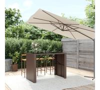 vidaXL Bar Table with Glass Top Brown 145x80x110 cm Poly Rattan UK NEW