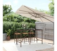 vidaXL Bar Table with Glass Top Brown 180x70x110 cm Poly Rattan, Brown