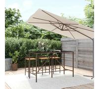 vidaXL Bar Table with Glass Top Brown 180x70x110 cm Poly Rattan UK