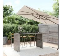 (grey, 185 x 80 x 110 cm) vidaXL Bar Table Bistro Table Kitchen Pub Table with Glass Top Poly Rattan