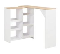 Vidaxl Bar Table With Moveable Shelf White 138X39X110 Cm, White