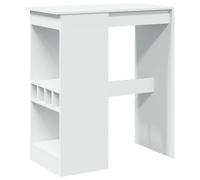 vidaXL Bar Table with Racks Counter Table Bistro Table White Engineered Wood