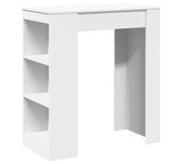 vidaXL Bar Table with Racks Kitchen Table Bistro Table White Engineered Wood