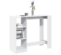 vidaXL Bar Table with Shelf White 124x46x103.5 cm Engineered Wood