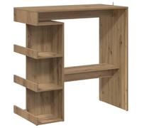 (artisan oak) vidaXL Bar Table with Storage Rack Bar High Table Pub Table Engineered Wood