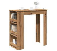 Bar Table Artisan Oak 102x50x103.5cm Engineered Wood 3-Rack Pub Storage Compact
