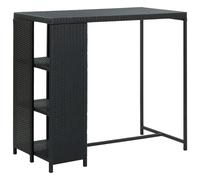 vidaXL Bar Table with Storage Rack Black Poly Rattan Pub Bistro Counter Table