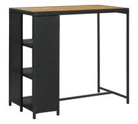 vidaXL Bar Table with Storage Rack Black Poly Rattan Pub Bistro Counter Table